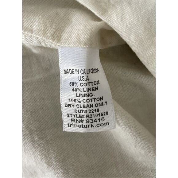 Trina Turk Size 4 Mini Skirt Tan Cream Stripe Miniskirt Linen Cotton - Picture 7 of 7